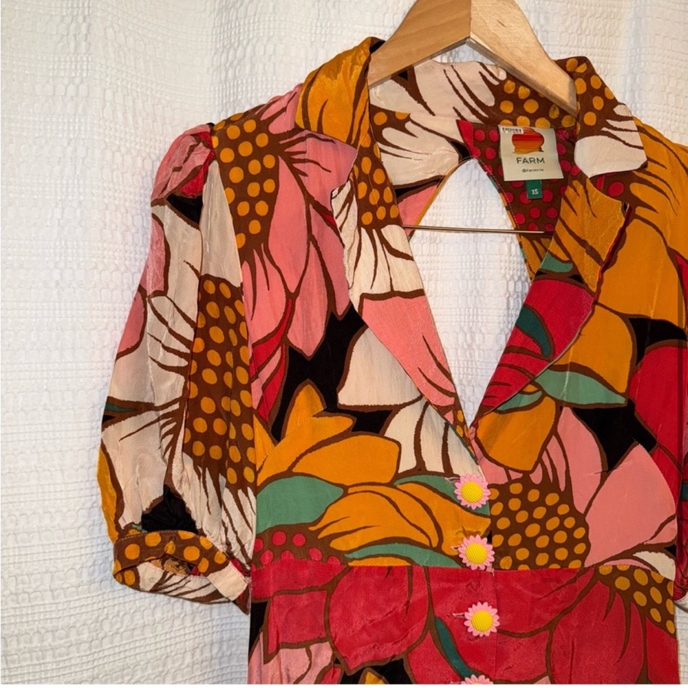 Farm Rio Colorful Sunflowers Midi Dress View 4